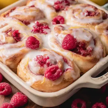 Raspberry Sweet Rolls with Lemon Glaze