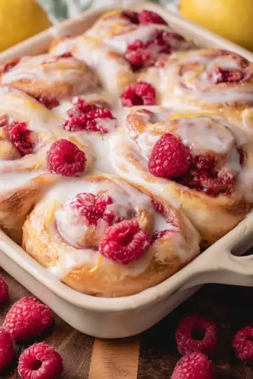 Raspberry Sweet Rolls with Lemon Glaze