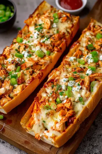 Buffalo Chicken Stuffed Garlic Bread