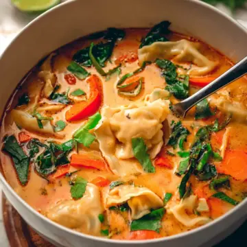 Thai Red Curry Potsticker Soup