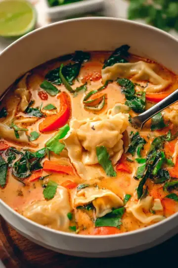 Thai Red Curry Potsticker Soup