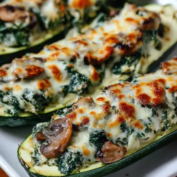 Zucchini Boats Stuffed with Spinach Mushroom Ricotta