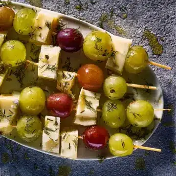 Dill Pickle Marinated California Grapes and Cheese