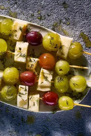 Dill Pickle Marinated California Grapes and Cheese