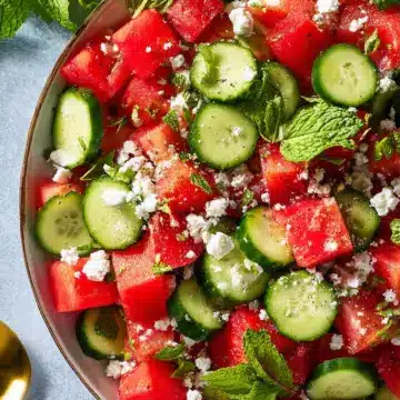 Watermelon Salad with Feta, Cucumber, and Mint