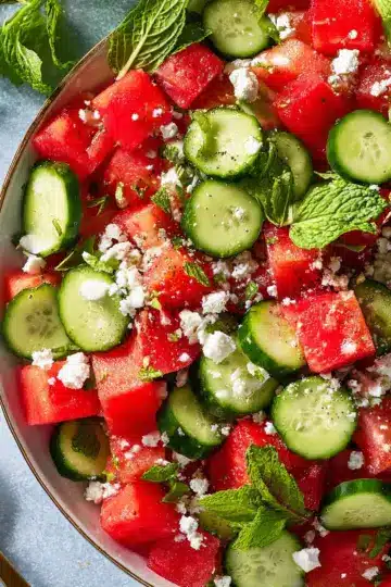 Watermelon Salad with Feta, Cucumber, and Mint