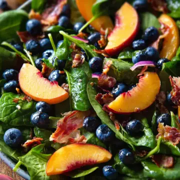 Peach Blueberry Spinach Salad