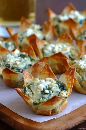 Spinach-Artichoke Dip Wonton Cups