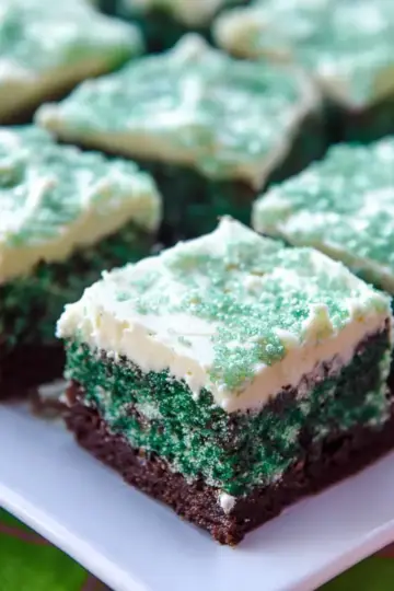 Green Velvet Brownies with Cream Cheese Frosting