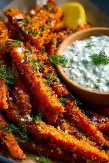 Crispy Carrot Fries with Feta Dip Recipe