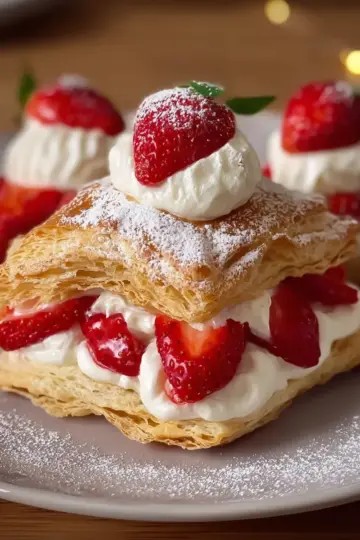 Strawberry and Whipped Cream Puff Pastry Delights