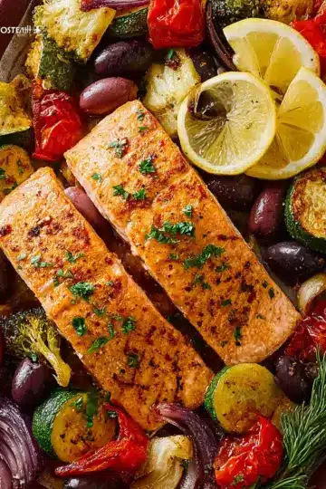 Mediterranean Salmon Sheet Pan Dinner