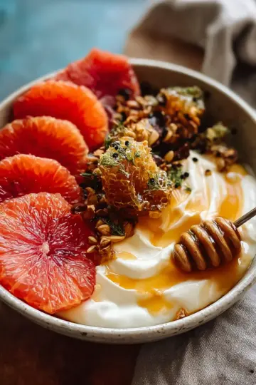 Winter Citrus Ricotta Breakfast Bowl with Honeycomb
