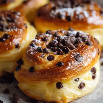 Indulgent Chocolate Chip Custard Brioches
