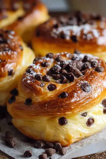 Indulgent Chocolate Chip Custard Brioches