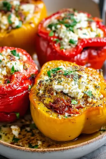 Heavenly Greek Oven-Baked Feta Stuffed Peppers