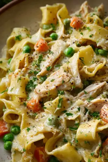 Creamy Chicken Pot Pie Pasta with Pappardelle