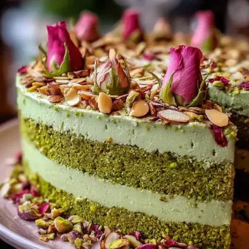 Irresistible Pistachio Rose Almond Cake