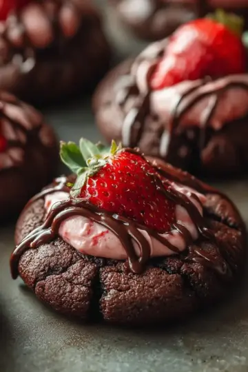 Decadent Crumbl Chocolate Strawberry Cookies