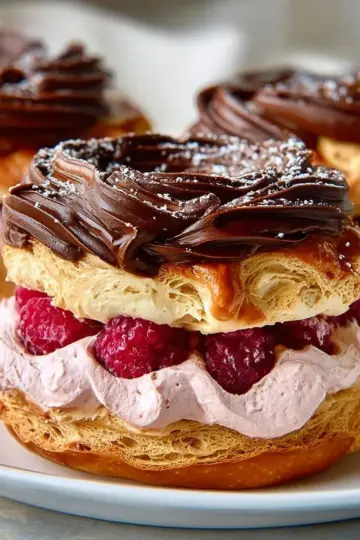 Raspberry Chocolate Paris Brest a.k.a. Cream Puff Wheels